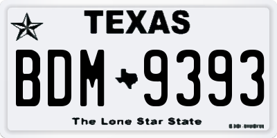 TX license plate BDM9393