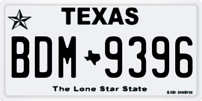 TX license plate BDM9396