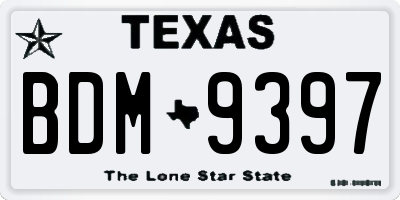 TX license plate BDM9397