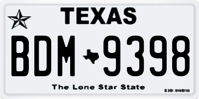TX license plate BDM9398