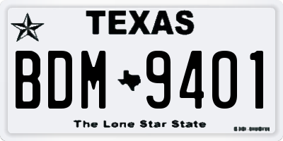 TX license plate BDM9401