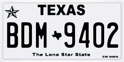 TX license plate BDM9402
