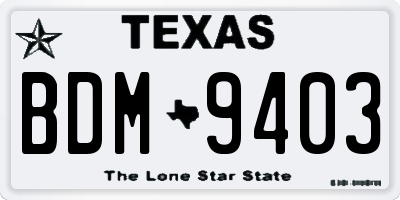 TX license plate BDM9403