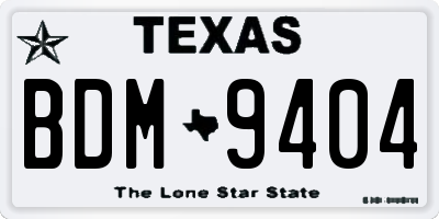 TX license plate BDM9404
