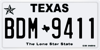 TX license plate BDM9411