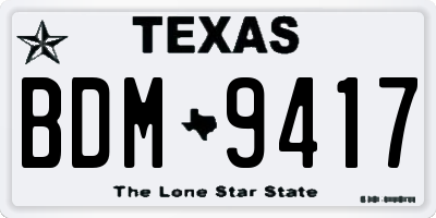 TX license plate BDM9417