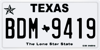 TX license plate BDM9419