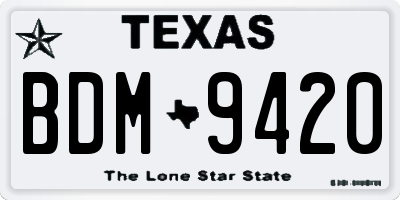 TX license plate BDM9420