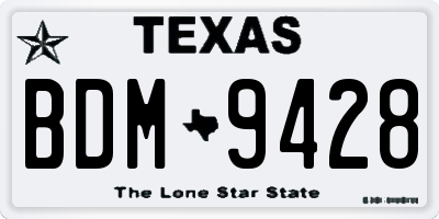 TX license plate BDM9428