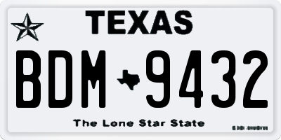 TX license plate BDM9432