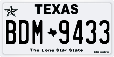 TX license plate BDM9433