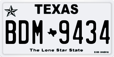 TX license plate BDM9434