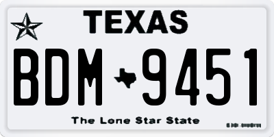 TX license plate BDM9451