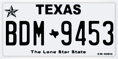 TX license plate BDM9453