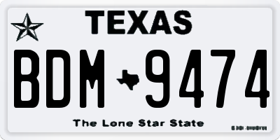 TX license plate BDM9474