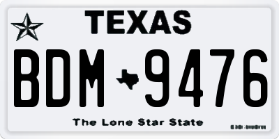 TX license plate BDM9476
