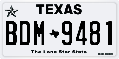 TX license plate BDM9481