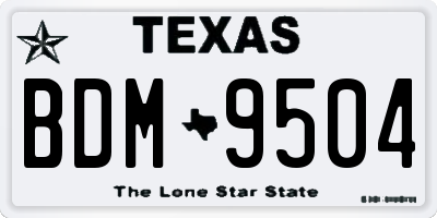 TX license plate BDM9504