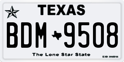TX license plate BDM9508