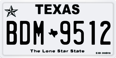 TX license plate BDM9512