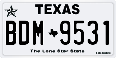 TX license plate BDM9531