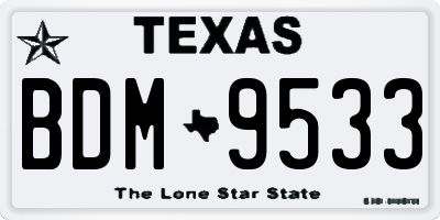 TX license plate BDM9533
