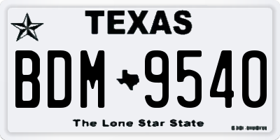 TX license plate BDM9540