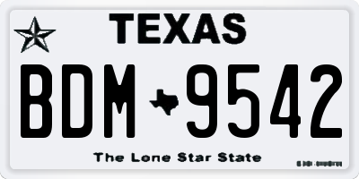 TX license plate BDM9542