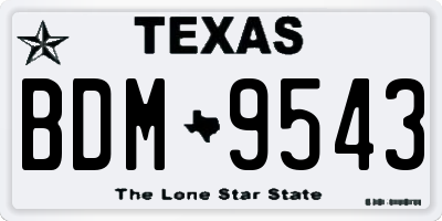 TX license plate BDM9543