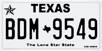TX license plate BDM9549