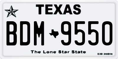 TX license plate BDM9550