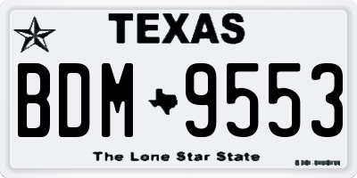 TX license plate BDM9553