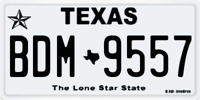 TX license plate BDM9557