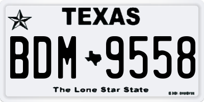 TX license plate BDM9558