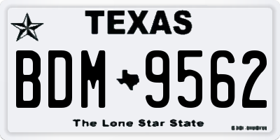 TX license plate BDM9562