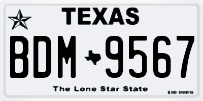 TX license plate BDM9567