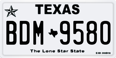 TX license plate BDM9580