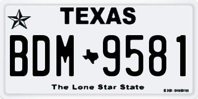 TX license plate BDM9581