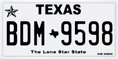 TX license plate BDM9598