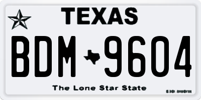TX license plate BDM9604