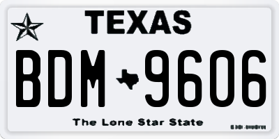 TX license plate BDM9606