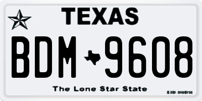 TX license plate BDM9608