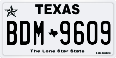 TX license plate BDM9609