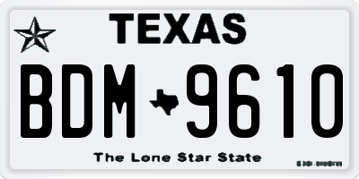 TX license plate BDM9610