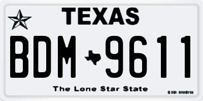 TX license plate BDM9611