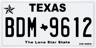 TX license plate BDM9612