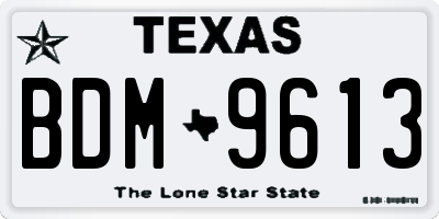 TX license plate BDM9613