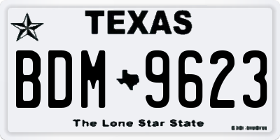 TX license plate BDM9623