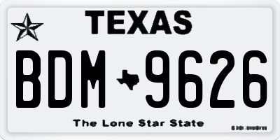 TX license plate BDM9626
