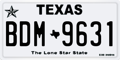 TX license plate BDM9631
